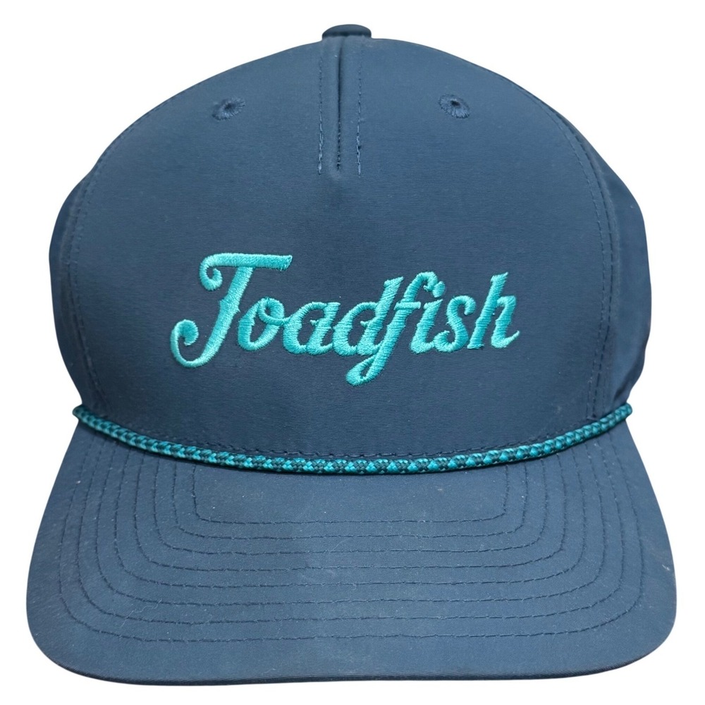 Toadfish Rope Hat Teal Blue Embroidered Snapback Performance Fishing‎ Cap